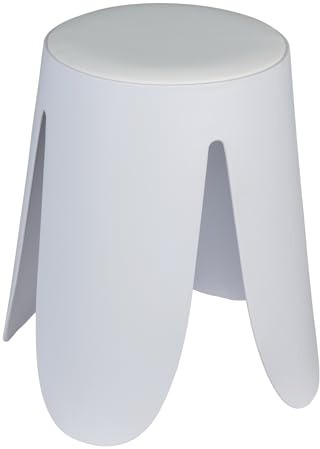 WENKO Badhocker Mod. Comiso, belastbar bis 180 kg, mit gepolsterter Sitzfläche und rutschsicheren Füßen, Ø 44,5 x 46 cm, Weiß