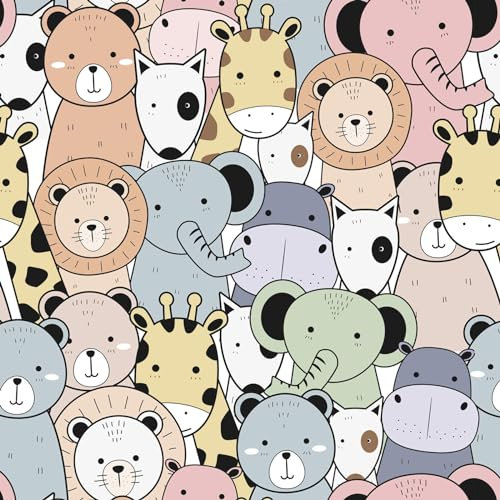 GOYAPRINT Papier peint en vinyle adhésif amusant pour chambre et meubles pour enfants et bébés Motif animaux 40 x 250 cm (Animal)