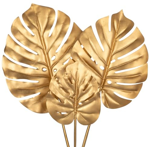 Oairse 3er-Set Künstlichen Fensterblatt Kunstpflanzen Monstera-Blätter wie echt für Boho-Hochzeitsdeko, Tropische Palmblätter-Dekoration für Zuhause, Haus, Party, Küche, DIY-Blumenarrangement