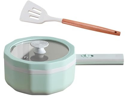 X&Z-XAOY Pentola elettrica elettrica da 1,5 Litri con Coperchio Mini Padella elettrica Portatile Smalto ceramico Padella elettrica Antiaderente Multi fornello(Color:Green)