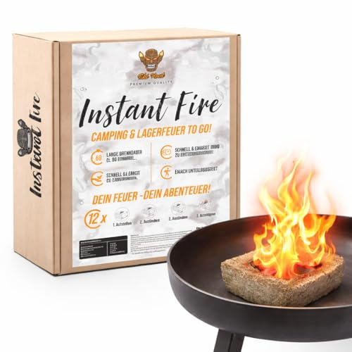 TIKI HEAT Lagerfeuer to go & Outdoor Camping Zubehör I 12x eine Stunde Brenndauer I Schnell & einfach angezündet I Überall dabei I auch für Feuerschale I Feuerstelle Outdoor Survival Ausrüstung