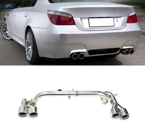 WDMNAO Auto Auspuff Endrohr für BMW 5 Series E60 520i 525i Changed M5, Verchromte Edelstahl Auspuffrohrspitze Auspuff Schalldämpfer Spitze Schwanz Kehle Auspuffanlage Styling Ersatzzubehör