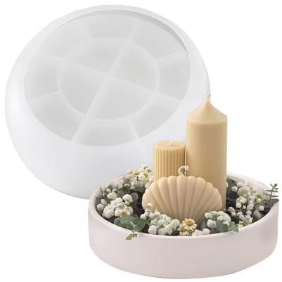 BIGEBO Molde de resina de cuenco grande, moldes redondos de resina epoxi de 8.3 pulgadas para macetas suculentas, macetas grandes, moldes de silicona para fundir, resina, velas, joyas, soporte de