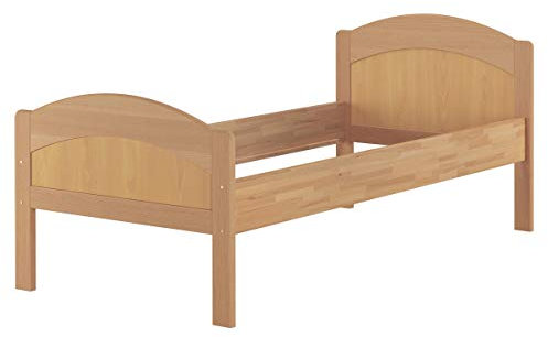 Erst-Holz Überlanges Holzbett mit hoher Sitzkante Buche Natur 90x220 Zubehör wählbar V-60.75-09-220, Ausstattung: ohne Zubehör