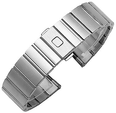 INSTR Edelstahl-Kettenarmband für Omega Constellation Double Eagle Herren- und Damenuhr 17 23 25 mm Uhrenarmband(Silver,23mm)