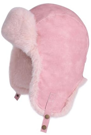 Lifup Damen Wintermütze Fliegermütze, Kunstfellmütze mit Ohrenklappen, Warme Trappermütze Hut Winddicht Skimütze Plüsch Fliegermütze Rosa