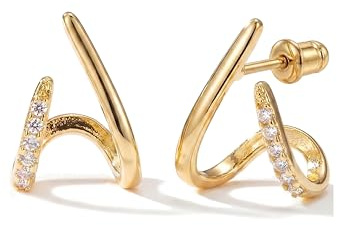 MUMREUES 14K Gold Stud Earrings for Women Trendy Minimalist earrings