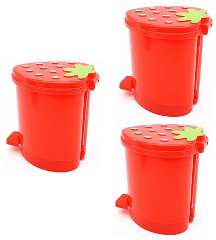 OKUMEYR 3stücke Mini Abfallbehälter Für Schreibtisch Dekorative Mülltonne Herzform Für Küche Und Büro Süßer Tischmülleimer Mit Deckel Rotes Design Für Papierabfälle Und