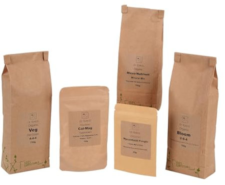 Veg 4.4.4 & Bloom 2-8-4 Fertiliser Bundle, Cal-Mag & Mycorrhizal Funghi Bundle (Small No Mineral Mix)