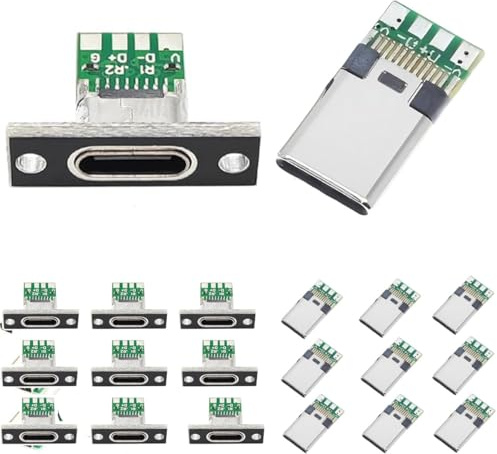 VISSQH 20 pezzi Presa connettore femmina maschio saldare Spina pannello montaggio USB Tipo C per DIY