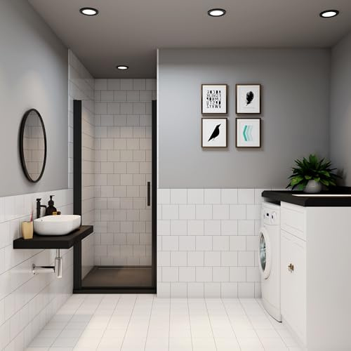 Paroi de douche pivotante pour niche porte de douche noire 80x200cm en verre 8mm trempé anticalcaire