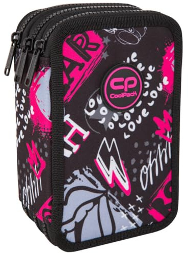 CoolPack XXL Federtasche Federmappe 3-Fach Schulstiftetui, dreifaches Federmäppchen, Federmäppchen für Mädchen, Jungen, Federmäppchen 44-teilig gefüllte Schüleretui 3-stöckig, Rock Star
