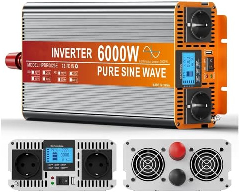 Convertisseur 3000W 4000W 5000W 6000W Inverseur 12V 220V Onda Pura Convertisseur 12V À 220V Transformateur 220V 24v Accessoires Voiture(6000W)