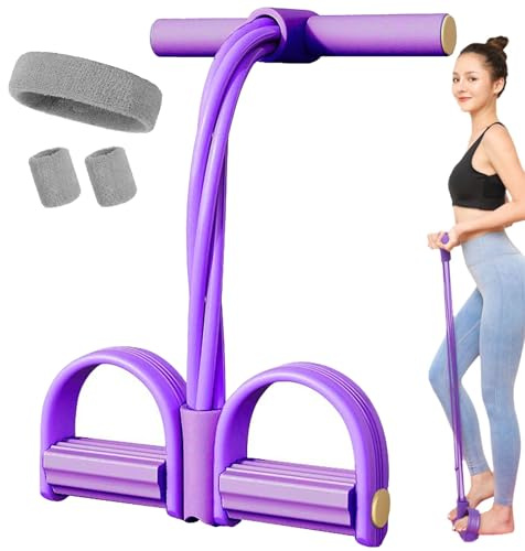 Corde de Tension élastique 6 Tubes, Elastique pour Abdo et entraînement Complet du Corps, Bande de résistance Durable pour Bras, Jambes, Abdos & gainage (Violet)
