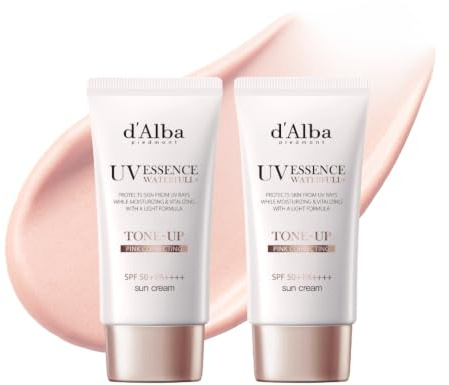 d'Alba Piedmont Crema Solar Waterfull Essence con Trufa Blanca, SPF 50+/PA++++, Crema Hidratante Híbrida Vegana de Tono Rosado, Sin Efecto Blanco (50 ml)