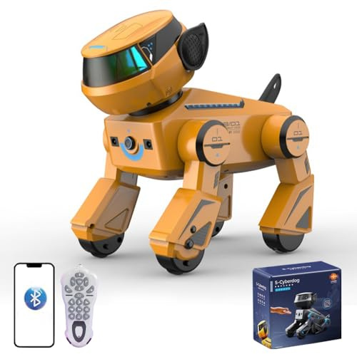 Teeggi Roboter Hund Ferngesteuerter Spielzeug, Programmable Robot für Kinder 3-12 Jahren, Singen Tanzen Interagieren, Intelligenter Roboterhund Unterstützt APP-Steuerung, Light Effects(Orange)