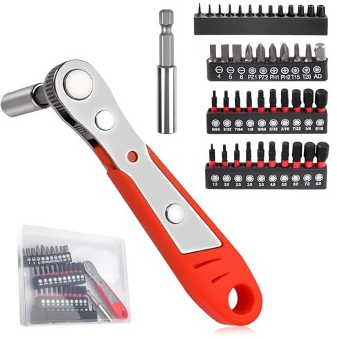 LEONTOOL Coffret Tournevis à Cliquet 45 en 1 Professionnel - 36 Dents avec Embots Magnétiques (Hex, Torx, Phillips, Pozidriv) - Idéal pour Espaces Confinés - Multifonction