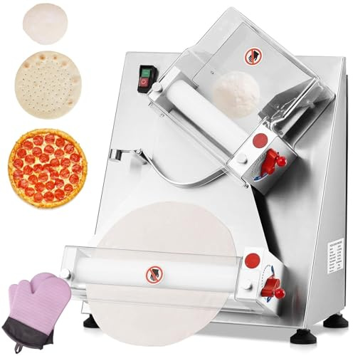 Pizza Dough Roller, Automatic Commercial Sheeter for 12-inch Pizza, Noodle, Bread, and Pasta Maker – 5-second Forming Machine