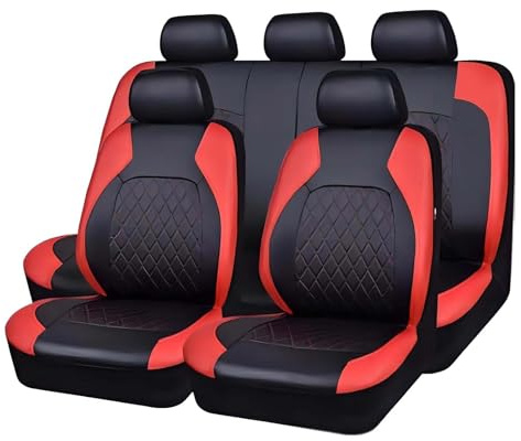 Valcla Autositzbezüge Komplettset für Ford Focus Mk2 Sport Focus Mk3 Sport Focus Mk3 – 5-Sitzer, wasserdicht & rutschfest, vorne & hinten Autositzbezug Schonbezüge Sitzbezüge,D Red