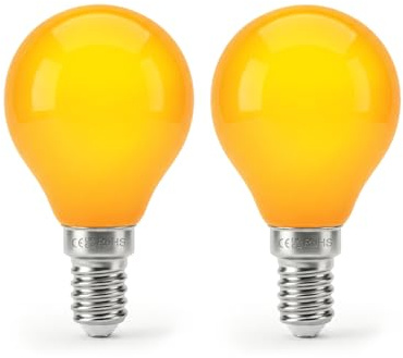 Bombilla de vela pequeña LED E14 2000K, Bloqueo de la Luz Azul, Luz Cálida Ámbar, Bombilla Nocturna 4W, Cálido Suave para Dormitorio, Sueño Saludable para Guardería del Bebé, Decorativa, 2 Unidades