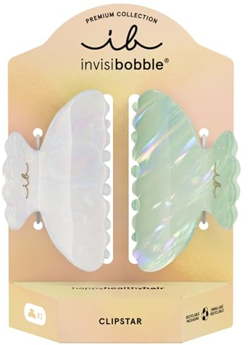 Invisibobble Haarklammer Damen Premium Grün Matcha - Clipstar Premium Matcha Melt chic modern soft - Haarspange Haarschmuck mittel haarschonend ohne Abdruck für dickes & feines Haar (M, 2er Set)