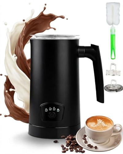 Montalatte elettrico 4 in 1, 400 W, per schiuma di latte calda e fredda, silenzioso, in acciaio inox, con spegnimento automatico, per cioccolata calda, cappuccino