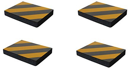 SNS SAFETY LTD Protectoras Paragolpes de Pared Parking, Autoadhesivas, en Grueso Goma Espuma, para Aparcamientos, Garajes y Almacenes, 24x18x3 cm, 4 Piezas (Negro Amarillo)