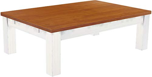 B.R.A.S.I.L.-Möbel Brasilmöbel Couchtisch Rio Classico 120x80 cm Kirschbaum Weiß Wohnzimmertisch Holz Tisch Pinie Massivholz Stubentisch Beistelltisch Echtholz Größe und Farbe wählbar