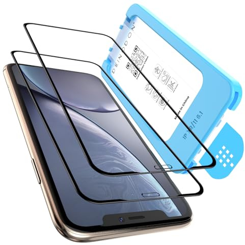 DEINODON für Panzerglas iPhone 11/iPhone XR [Auto-Montage] 100% Blasenfrei