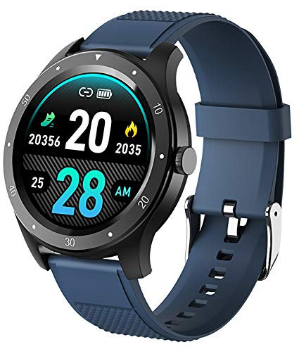 HUYA Rilevatore di Fitness con Cardiofrequenzimetro Rilevatore di attività con Orologio Contapassi-Contapassi E Monitor del Sonno Sport Bluetooth Orologio Contacalorie,Blue