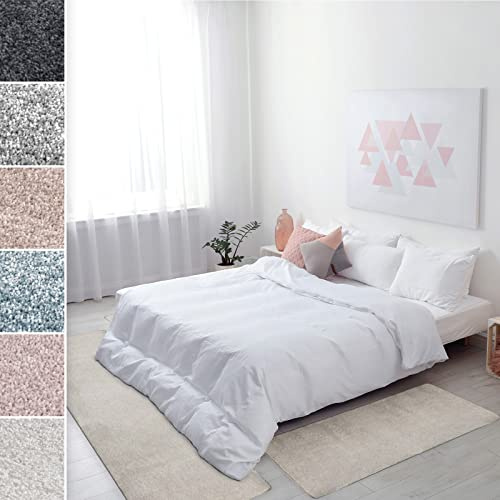 Floordirekt Bettumrandung Sundae - Bettvorleger Velours Teppichläufer - 3-teiliges Läufer-Set in 3 Größen (B: 80 cm | L: 1 x 300 cm + 2 x 150 cm, Creme)