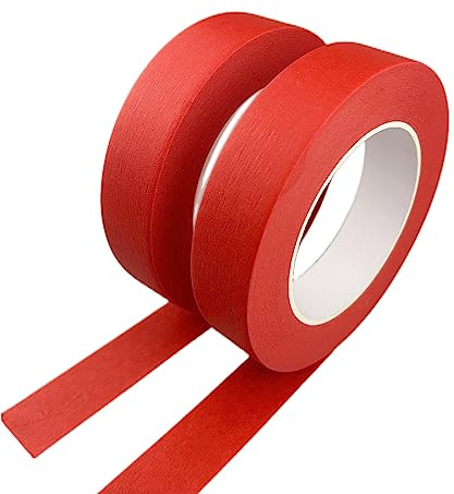 Zellykool Red Masking Tape, 1 Inch x 55 Yards, 2 Rolls