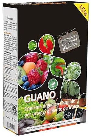 Virsus Concime Biologico Guano Granulare per Ortaggi e Piante da Frutto R10SB, Confezione da 1,5 Kg, Fertilizzante Consentito in agricoltura Biologica, per Piante da Orto, Frutteti, in Vaso e Terra