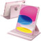 A-BEAUTY Custodia Rotante Compatibile con iPad (A16) 11a/10a Generazione (2025/2022) con Portapenne, Antiurto Trasparente Tablet Cover, Auto Svegliati/Sonno, Rosa