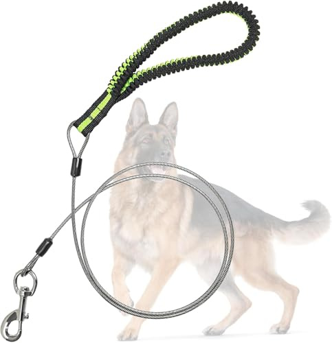 Mi Metty Dog Leash for Dogs Up to 250 Pound,Heavy Duty Leash Made of Coated Wire Rope for Large and Medium Dogs,Dog Tie Out Cable with Soft Silicone Grip.Dog Chains (Grey, 5FT/1.5M)