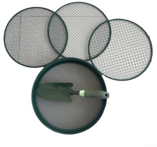 MeevrgR Multi-Purpose Garden Sieve Kit - 4 Interchangeable Meshes (3mm, 6mm, 9mm, 12mm) - Galvanized Steel Frame - For Soil, Compost, Cat Litter - 31.5 Square(screen frame)