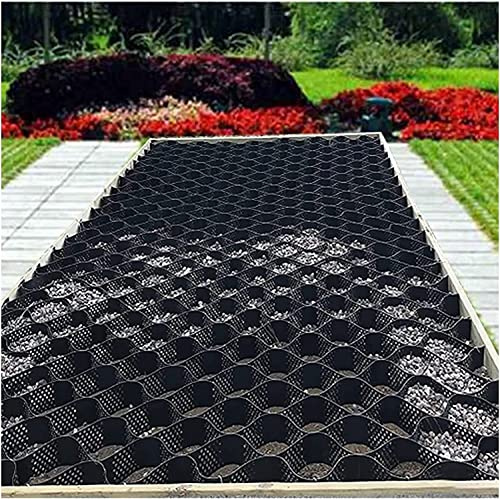 Stützmauergitter für den Garten, Kies-Stabilisierungsgitter für Vorgarten-Landschaftsbau, 5,1 cm hoch, Schlammneigungs-Kontrollgitter mit Abflusslöchern, Polyethylen-Waben-Bodengitter (3 x 4 m)