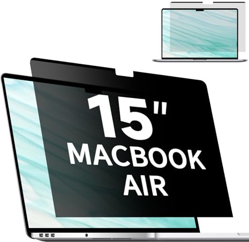 Magnetic Privacy Screen for MacBook Air 15 Inch (2023-2026, M2, M3, M4, M5), Removable Matte Laptop Privacy Screen Shield Anti Glare Blue Light Filter - Anti-Spy for Mac 15.3in Computer