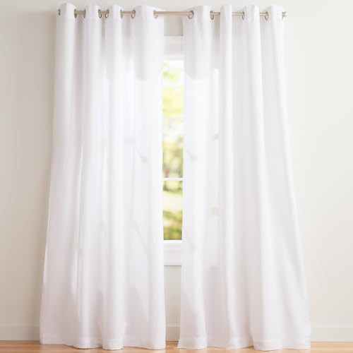 EXCLUSIVE HOME Loha Linen Grommet Top Curtain Panel Pair, 54x108, Winter White