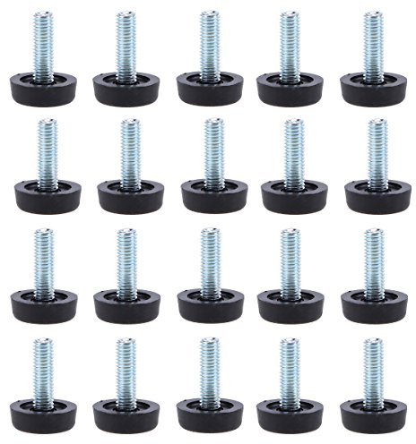 SZETOSY Verstellbare Möbelfüße, M8 x 24mm Nivellierungsfüße, Packung von 20 Möbelhöhenverstellbaren Schraubenfüßen Geräuscharm, rutschfeste Kunststoffbasis