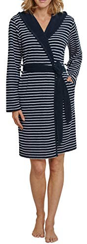Schiesser Damen Bademantel, 95cm Bademantel, Blau (Nachtblau 804), 42