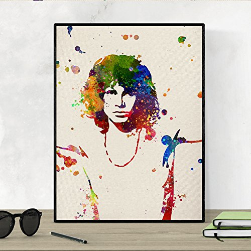 Nacnic Jim Morrison Aquarell Poster. Wasserfarbe Stil Wanddekoration Abbildung von Rock Musik Band The Doors. Verschiedene mehrfarbige Sänger und Musik Bilder ohne Rahmen. Größe 30x40cm.