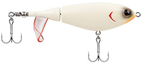 Berkley Choppo Topwater Fishing Lure, Bone, Size 120, Cupped Propeller Tail for Balance of Sound and Spray, Equipped with Sharp Fusion19TM Hook