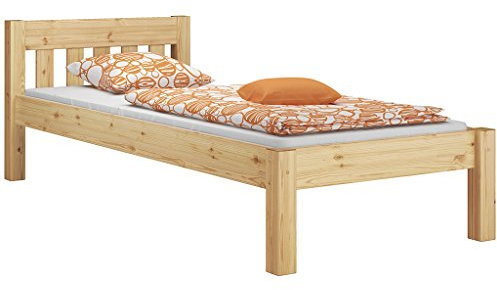 Erst-Holz®Einzelbett Massivholz-Bett Kiefer Natur 90x200 Futonbett Bettrahmen Rollrost Singlebett 60.38-09FLM
