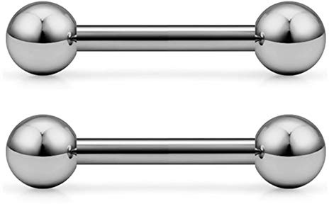 CIZME 1 Paar Titan Zungenpiercing Brustwarzenpiercing 1,2mm Piercing Zunge 12/14/16mm Stab Barbell