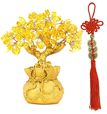 YeBon Feng Shui Geldbaum, 17,8 cm, für Büro, Wohnzimmer, Glück