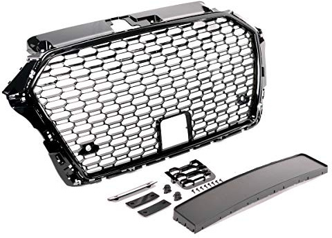 Calandra griglia radiatore compatibile con Audi A3 8V dal 2017 nido d'ape nera lucida