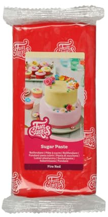 FunCakes Pasta di Zucchero Fire Red: facile da usare, liscia, flessibile, morbida e pieghevole, perfetta per decorare torte, halal, kosher e senza glutine - 1000 g