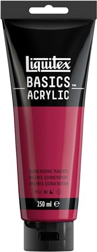 Liquitex 88700212 Basics - Acrylfarbe, monopigmentierte Künstlerpigmente, lichtecht, mittlere Viskosität, Archivqualität, seidenglänzender Finish, 250ml Tube - Quinacridone Magenta