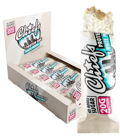 Chiefs Protein Bar mit 20g Protein und 208kcal • Eiweissriegel Low Sugar mit High Protein • 12 x 55g (White Mocha)